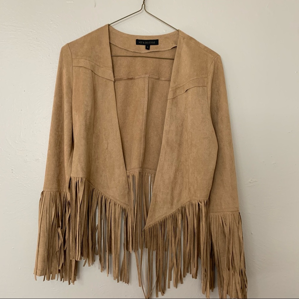 Fringe faux suede jacket